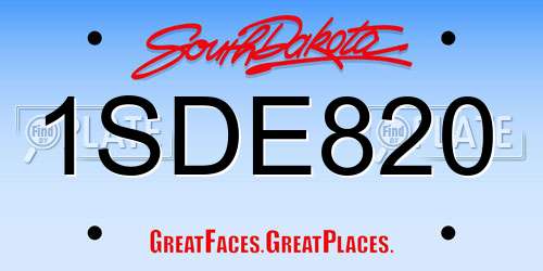 1SDE820 South Dakota License Plate