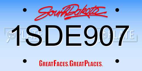 1SDE907 South Dakota License Plate