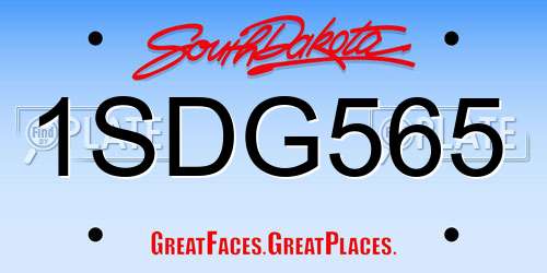 1SDG565 South Dakota License Plate