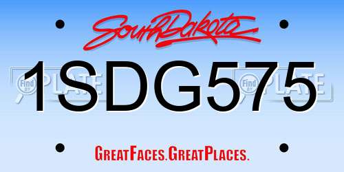 1SDG575 South Dakota License Plate