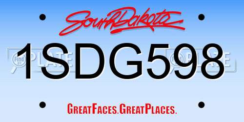 1SDG598 South Dakota License Plate