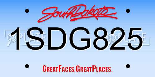 1SDG825 South Dakota License Plate