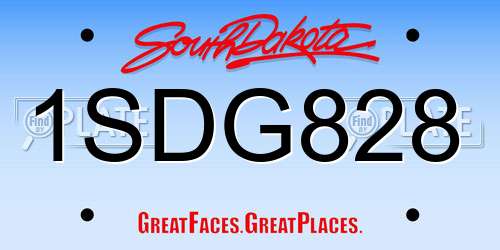 1SDG828 South Dakota License Plate