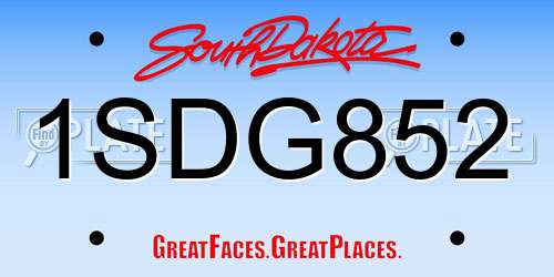 1SDG852 South Dakota License Plate