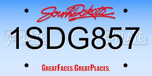 1SDG857 South Dakota License Plate
