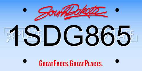 1SDG865 South Dakota License Plate