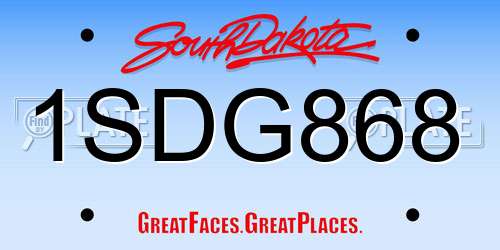1SDG868 South Dakota License Plate