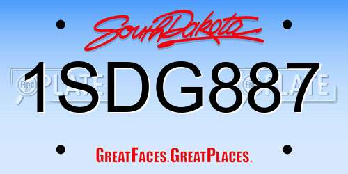 1SDG887 South Dakota License Plate