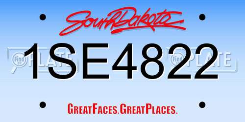 1SE4822 South Dakota License Plate