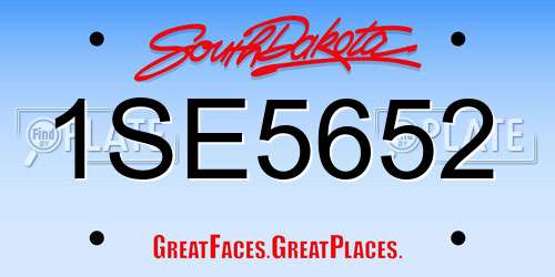 1SE5652 South Dakota License Plate
