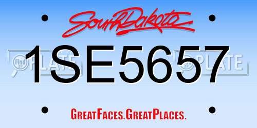 1SE5657 South Dakota License Plate