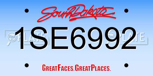 1SE6992 South Dakota License Plate