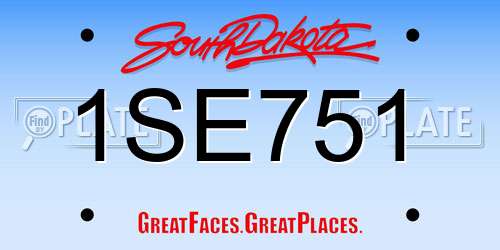 1SE751 South Dakota License Plate