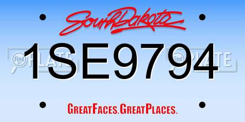 1SE9794 South Dakota License Plate