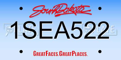 1SEA522 South Dakota License Plate