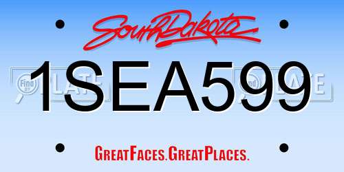 1SEA599 South Dakota License Plate