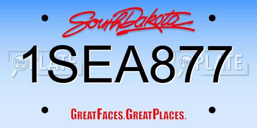 1SEA877 South Dakota License Plate