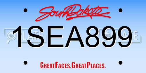 1SEA899 South Dakota License Plate