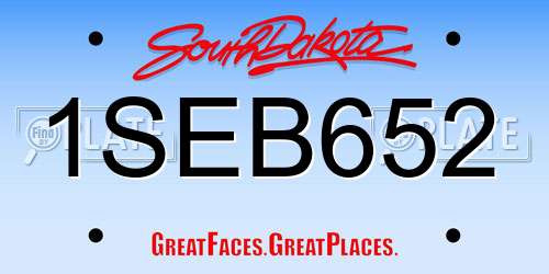1SEB652 South Dakota License Plate