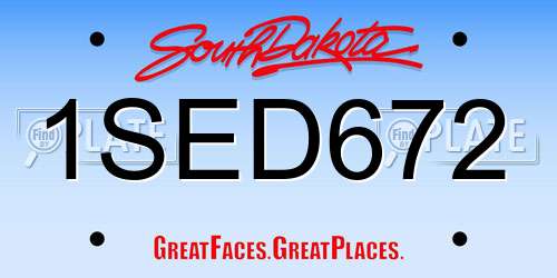 1SED672 South Dakota License Plate