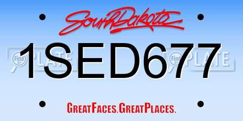 1SED677 South Dakota License Plate