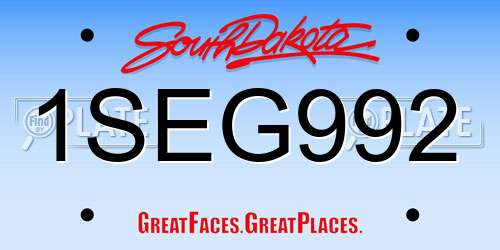 1SEG992 South Dakota License Plate
