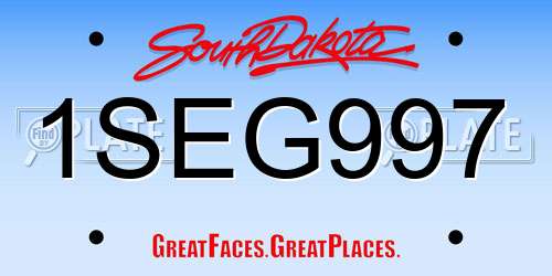 1SEG997 South Dakota License Plate