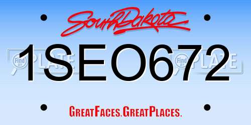 1SEO672 South Dakota License Plate