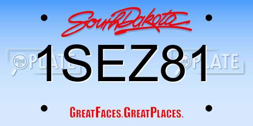 1SEZ81 South Dakota License Plate