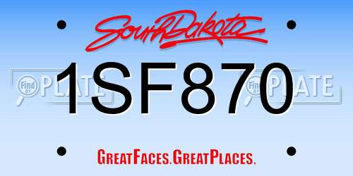 1SF870 South Dakota License Plate