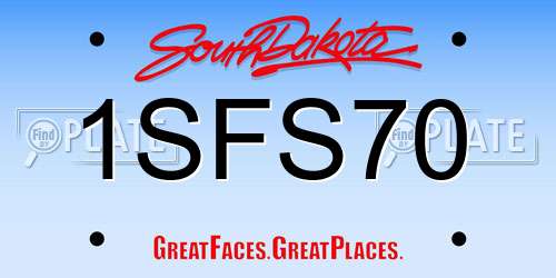 1SFS70 South Dakota License Plate