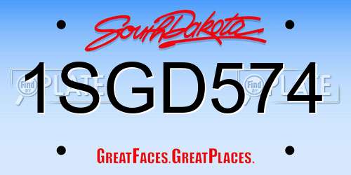 1SGD574 South Dakota License Plate