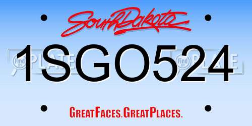 1SGO524 South Dakota License Plate
