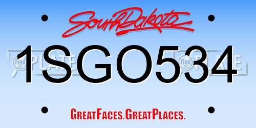1SGO534 South Dakota License Plate