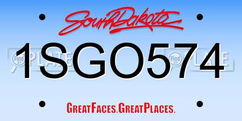 1SGO574 South Dakota License Plate