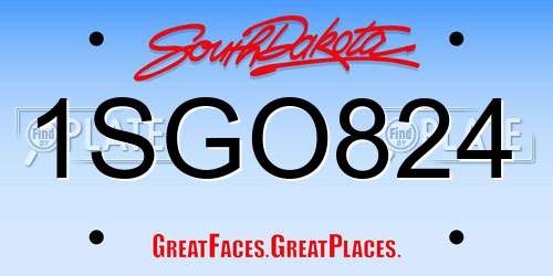1SGO824 South Dakota License Plate