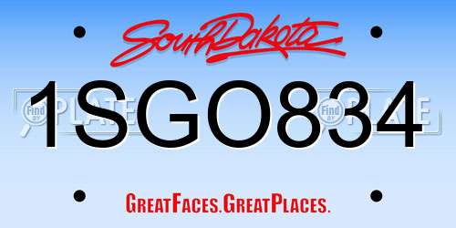 1SGO834 South Dakota License Plate