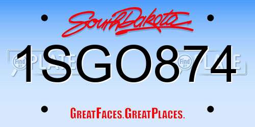 1SGO874 South Dakota License Plate