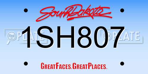 1SH807 South Dakota License Plate