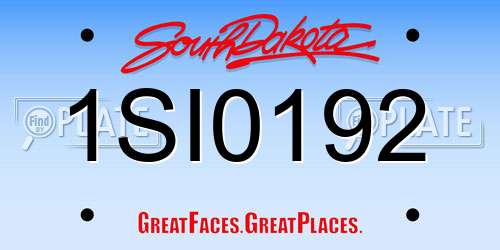 1SI0192 South Dakota License Plate