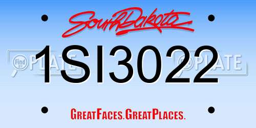 1SI3022 South Dakota License Plate