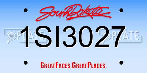 1SI3027 South Dakota License Plate