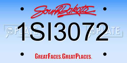 1SI3072 South Dakota License Plate