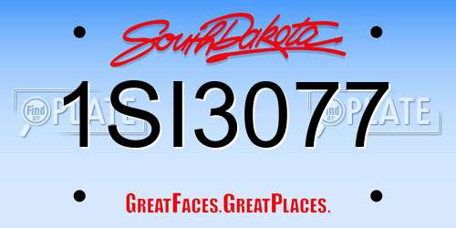 1SI3077 South Dakota License Plate