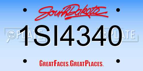 1SI4340 South Dakota License Plate