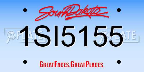 1SI5155 South Dakota License Plate