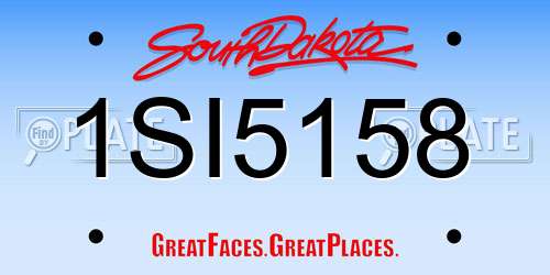 1SI5158 South Dakota License Plate