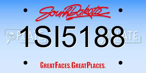 1SI5188 South Dakota License Plate