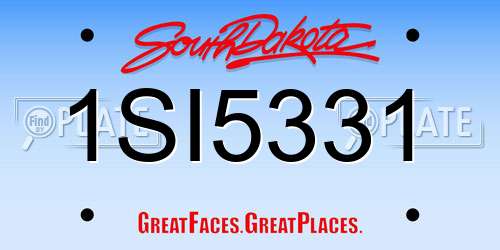 1SI5331 South Dakota License Plate