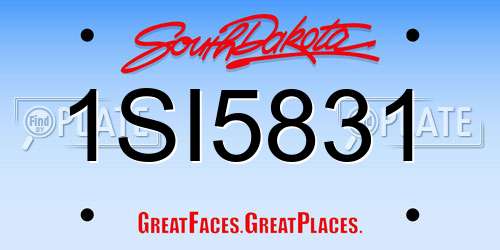 1SI5831 South Dakota License Plate